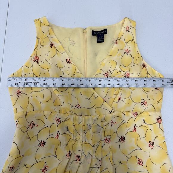 Vintage Ann Taylor Womens Top 4 Yellow Silk Floral Babydoll Dainty Fairy Y2K 90s - Picture 4 of 10